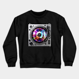 Turntable with a Disco Ball Crewneck Sweatshirt